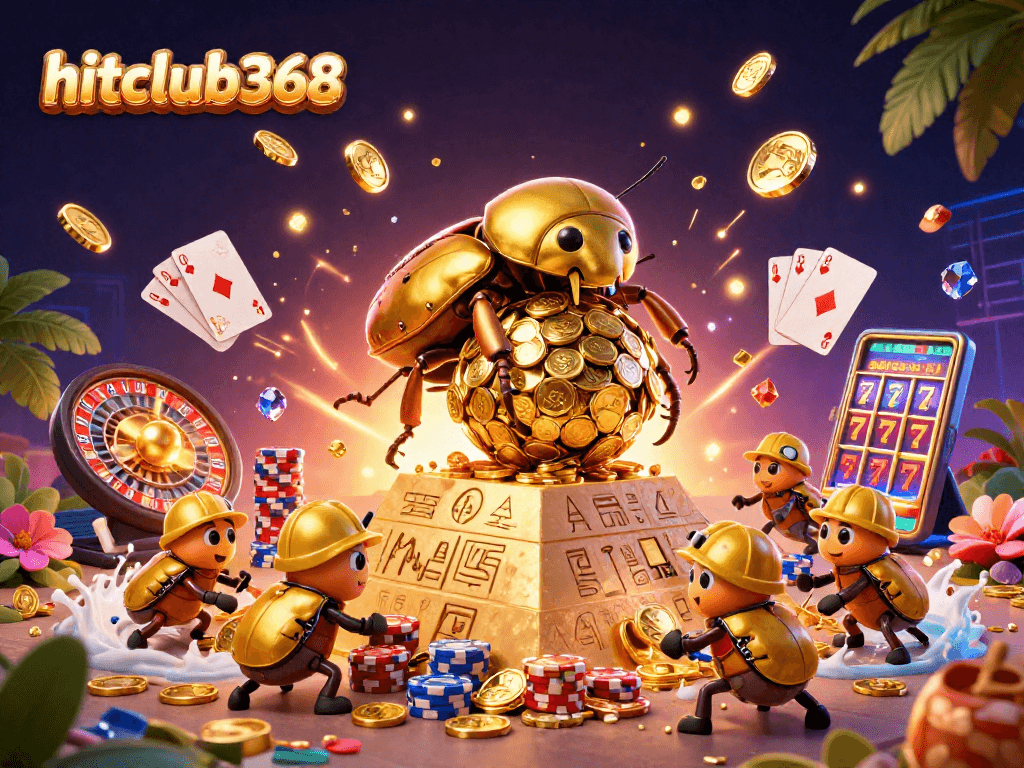 Experience thrilling wins at hitclub368 with vibrant casino games amidst stunning 3D visuals.