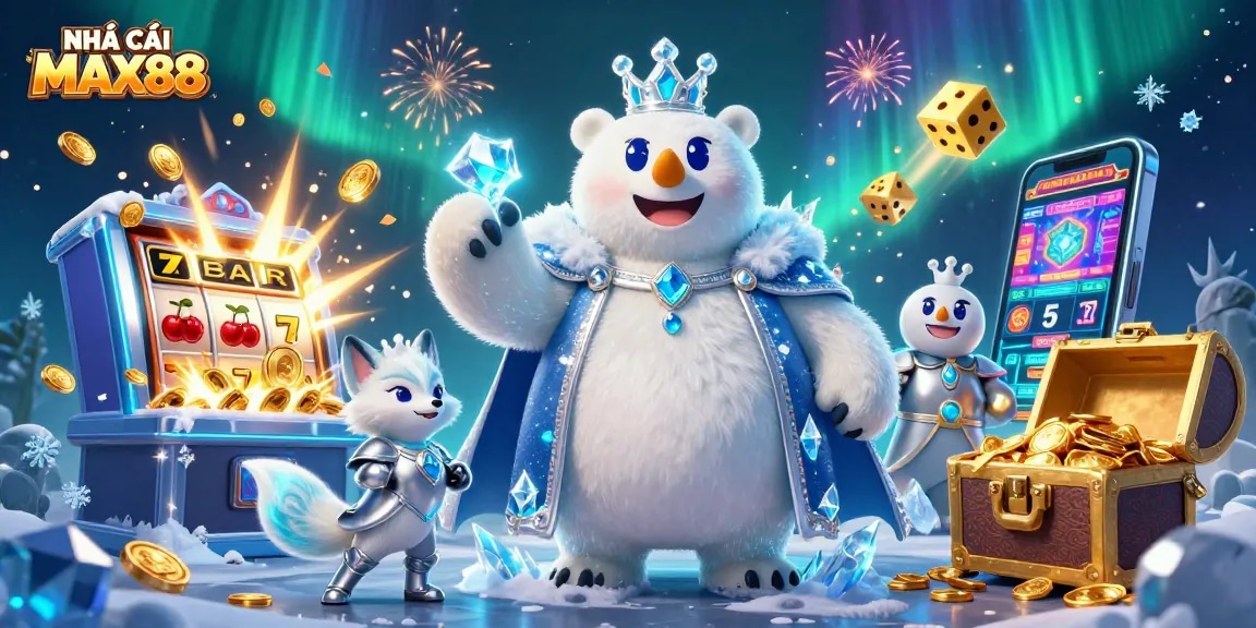 Experience the excitement of NHÀ CÁI MAX88 with vivid 3D casino gaming elements and dynamic characters.