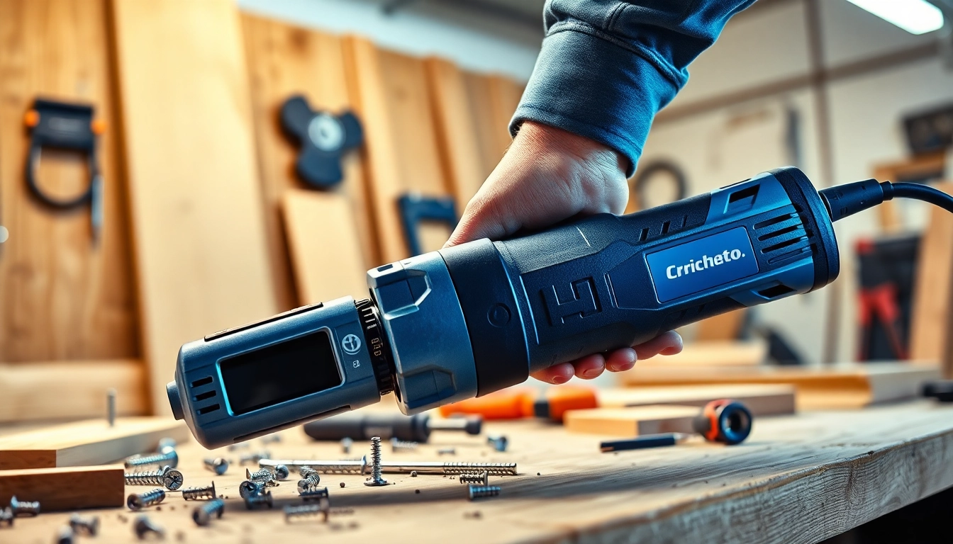 Lavoratore che utilizza un cricchetto elettrico per avvitare.