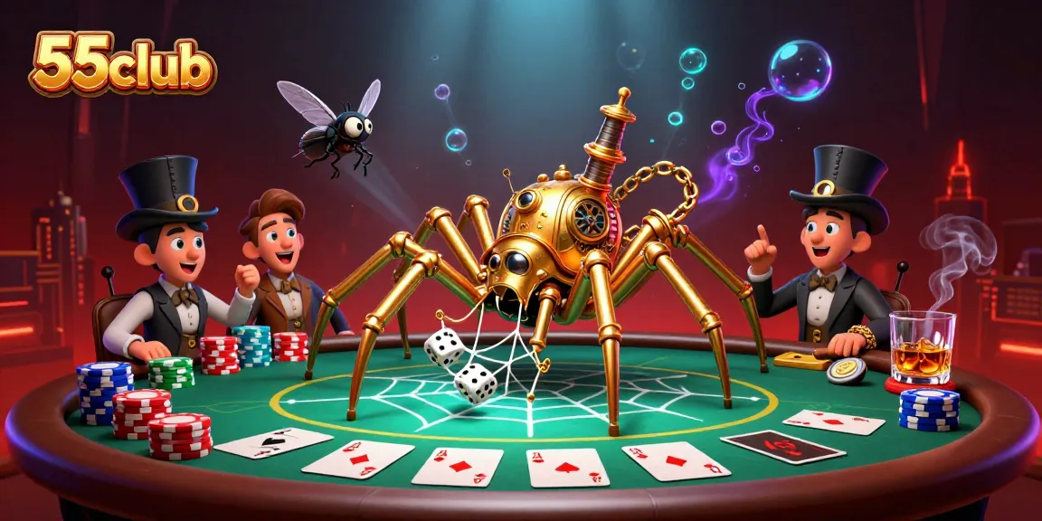 Experience thrilling gameplay at 55club with a lively poker scene featuring creative characters.