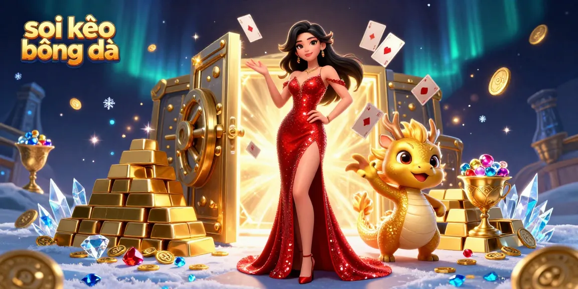 Engage in soi kèo bóng đá with a stunning illustration of a confident woman and golden dragon mascot.
