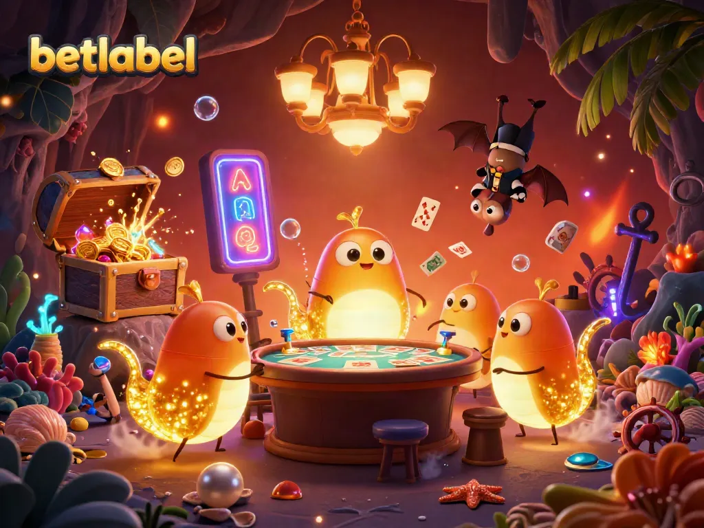 Experience the excitement of betlabel casino with vibrant, animated glowworms illuminating the gaming scene.