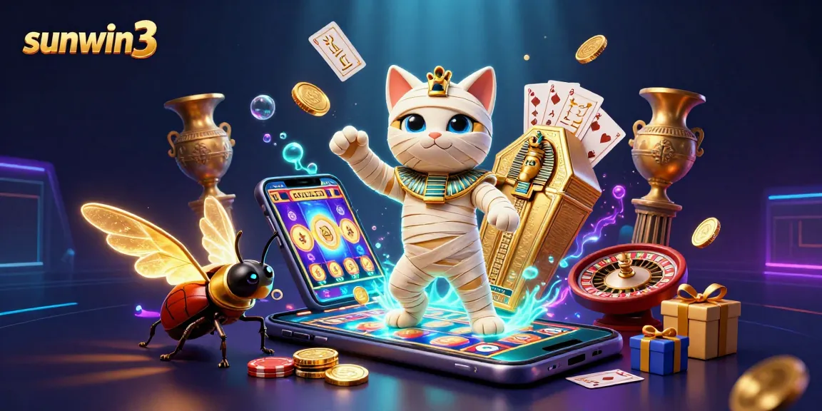 Experience the thrill at sunwin3 with an exciting Egyptian-themed casino scene.