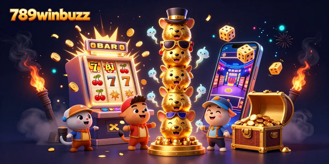 Experience the thrill of 789winbuzz with vibrant casino-themed 3D illustration artwork.