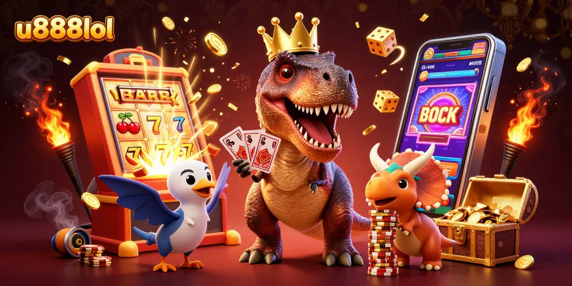 Experience excitement with u888lol as friendly dinosaurs dive into a vibrant casino adventure.